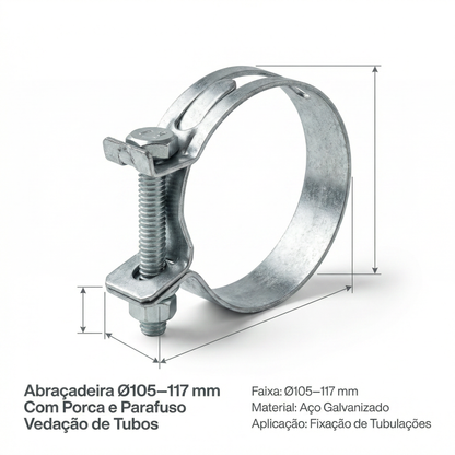Abraçadeira com Porca e Parafuso para Fixação Industrial