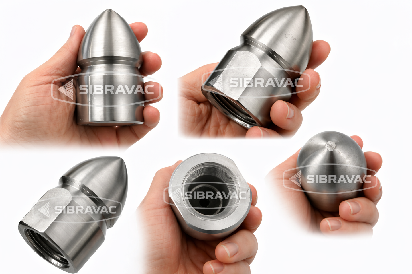Bocal de Gordura e Desobstrução Standard Ø50mm Rosca 1” NPT para Hidrojato e Limpeza de Tubulações